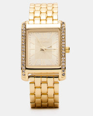 WOMEN'S SQUARE STAINLESS STEEL WATCH GOLD