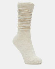 SLOUCHY RIB SOCKS OATMEAL HEATHER