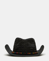 BEADED TRIM WESTERN HAT BLACK