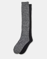 FALL 2 PACK MARLED KNEE HIGH SOCKS BLACK