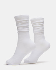 2 PACK RIB SLOUCH SOCKS WHITE