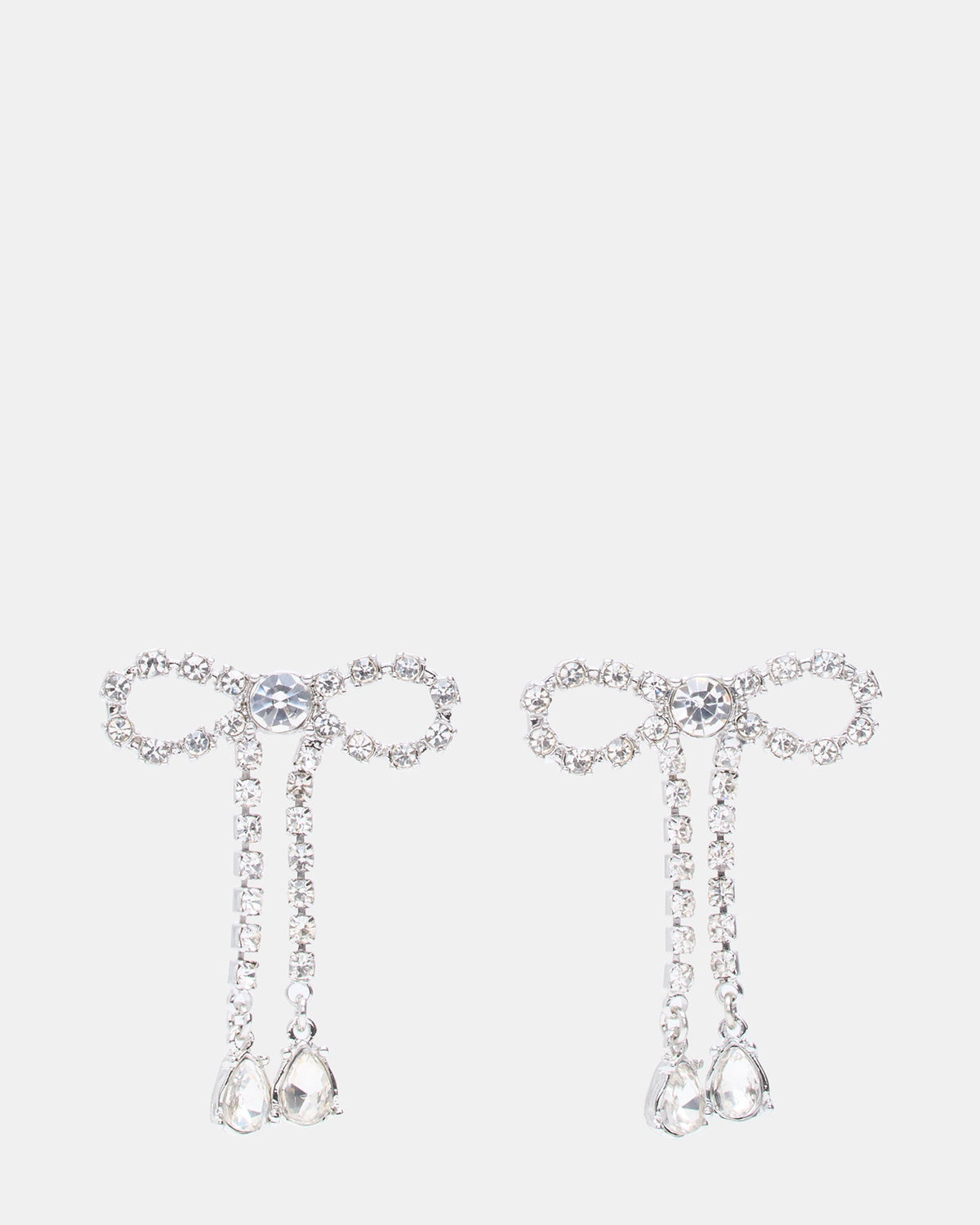 RHINESTONE BOW EARRINGS SILVER