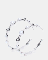 PEARL HOOP EARRINGS SILVER