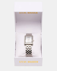 WOMEN'S SQUARE STAINLESS STEEL WATCH SILVER