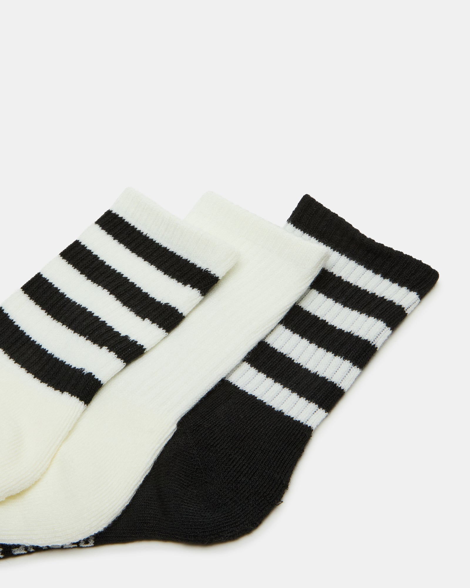 3 PACK STRIPED CREW SOCKS IVORY