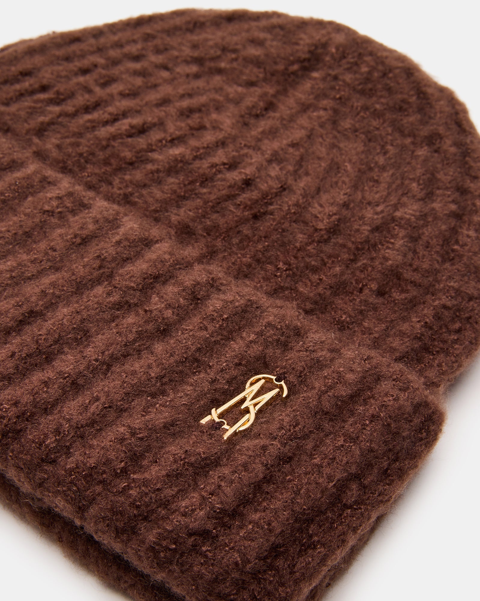 LOGO BEANIE DARK BROWN