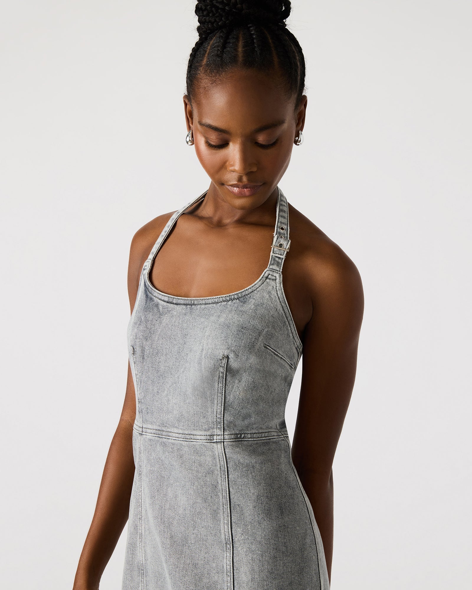 GIA DENIM DRESS LIGHT GREY