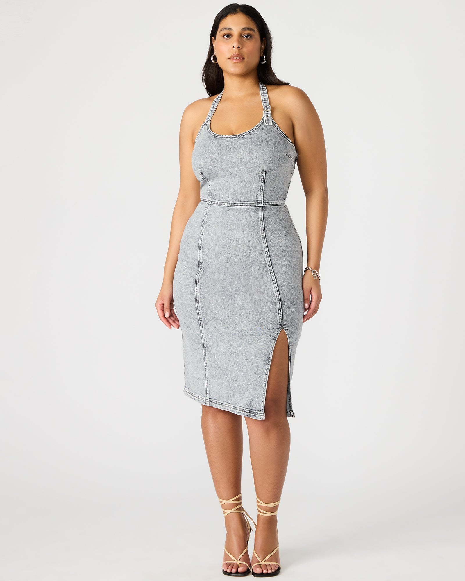 GIA DENIM DRESS LIGHT GREY
