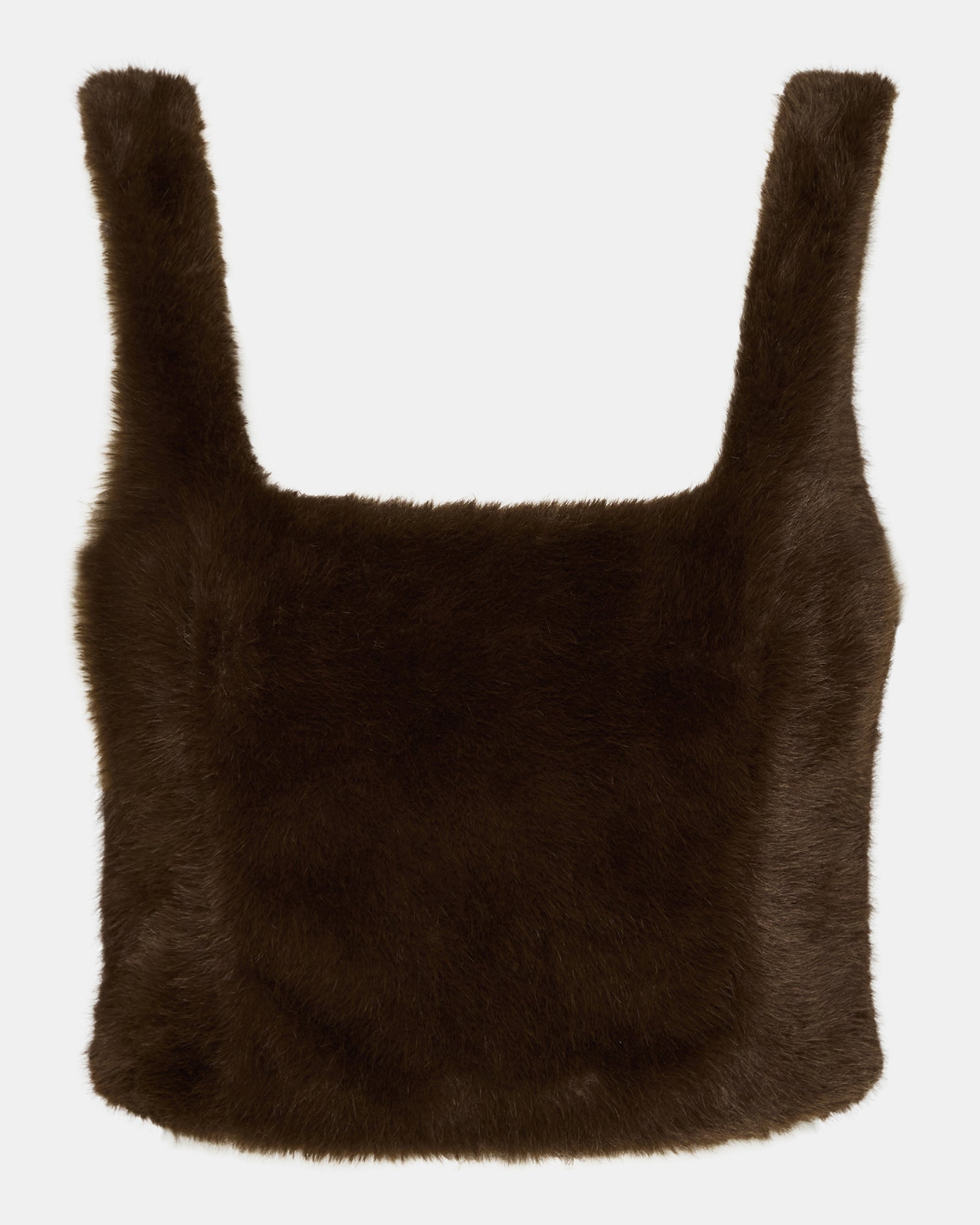 HANNIA FAUX FUR TOP DARK ESPRESSO