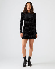 CINDI STUDDED VELVET SKIRT BLACK