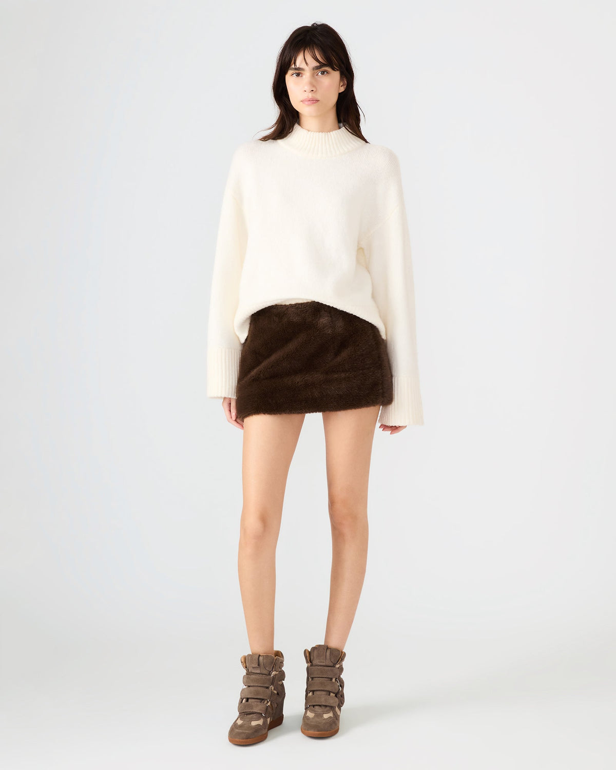 AVIVA FAUX FUR SKIRT DARK ESPRESSO