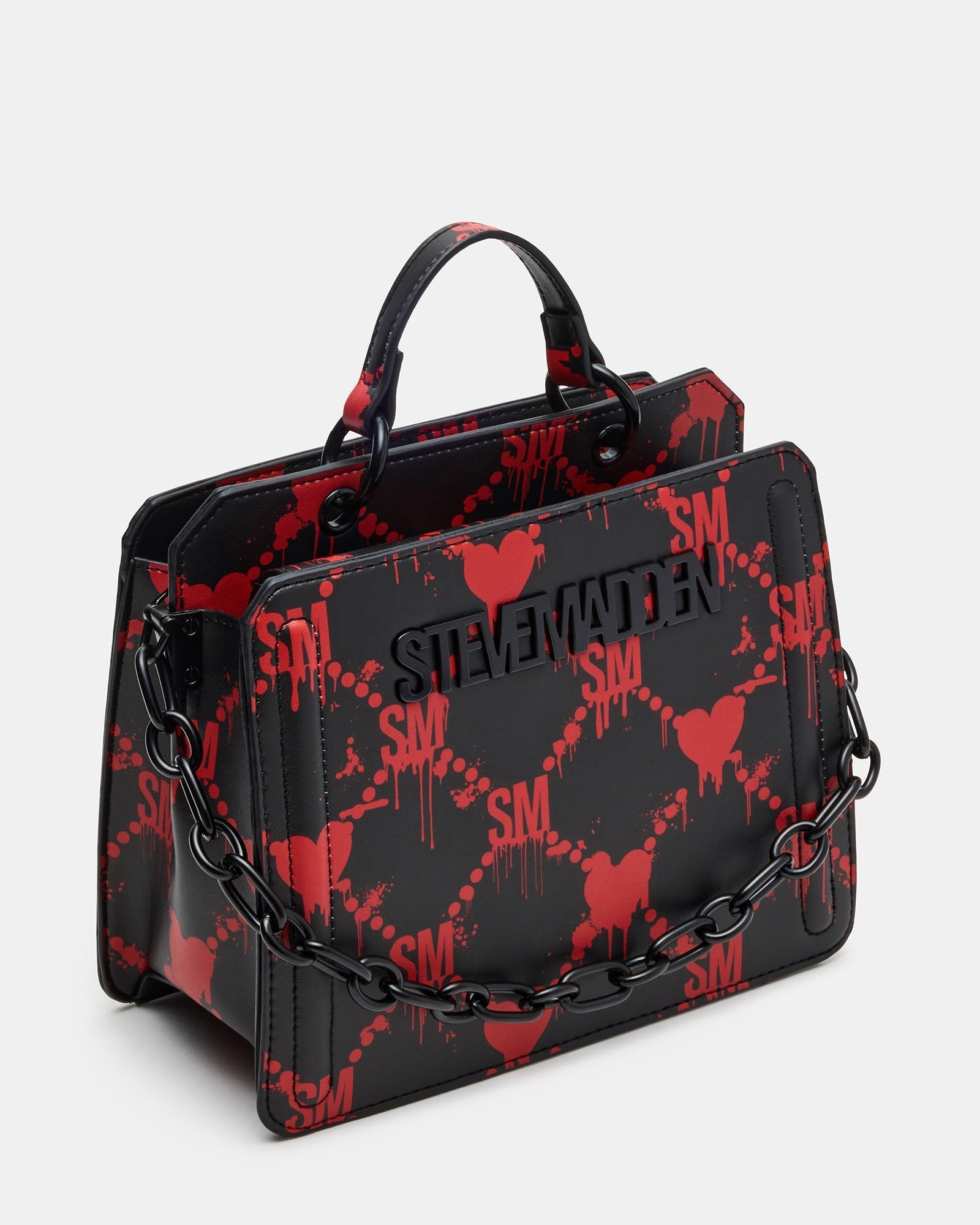 EVELYN BAG DRIPPY HEARTS BLACK/RED
