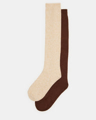 FALL 2 PACK MARLED KNEE HIGH SOCKS TAN