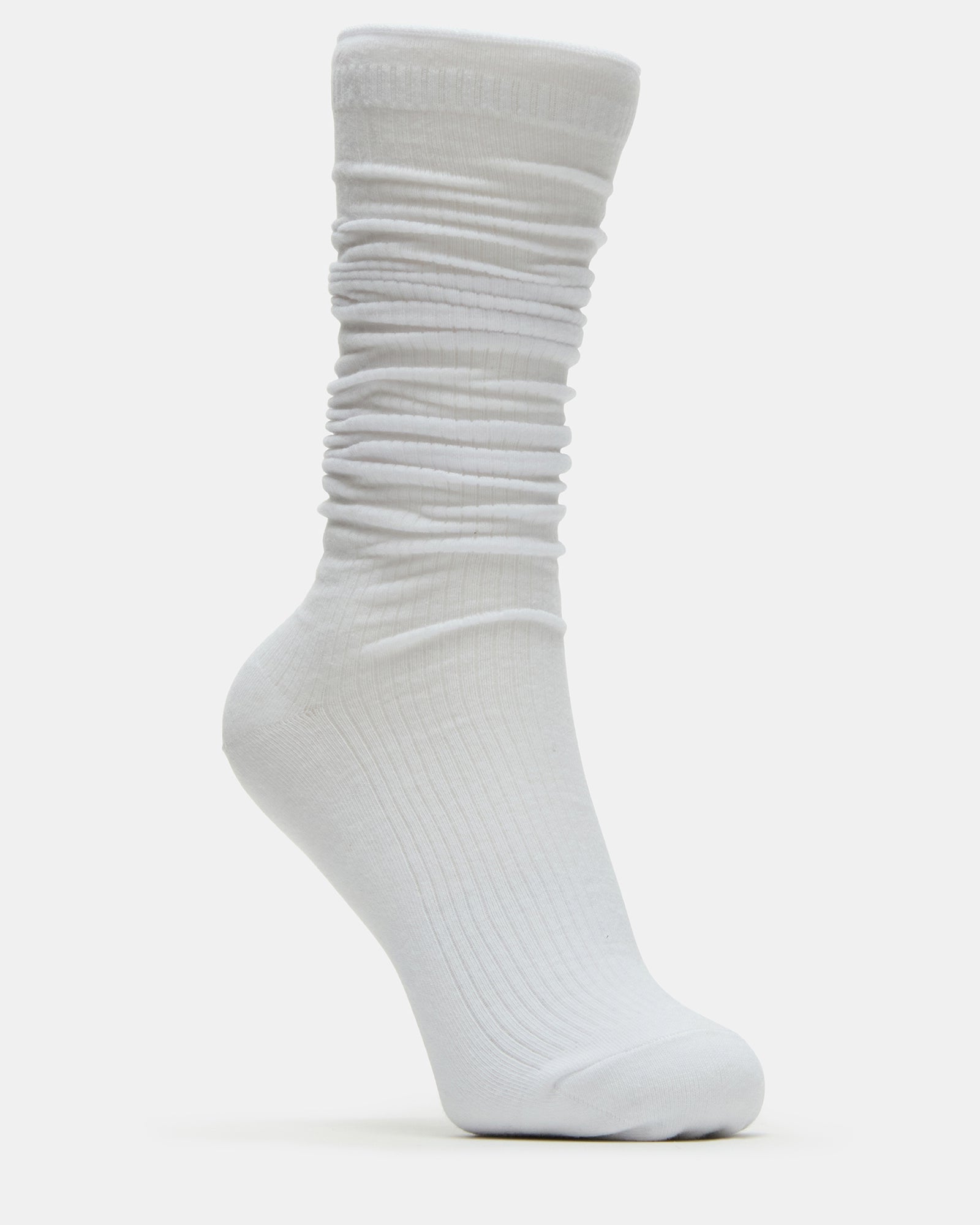 2 PACK SLOUCHY CREW SOCKS BLACK WHITE