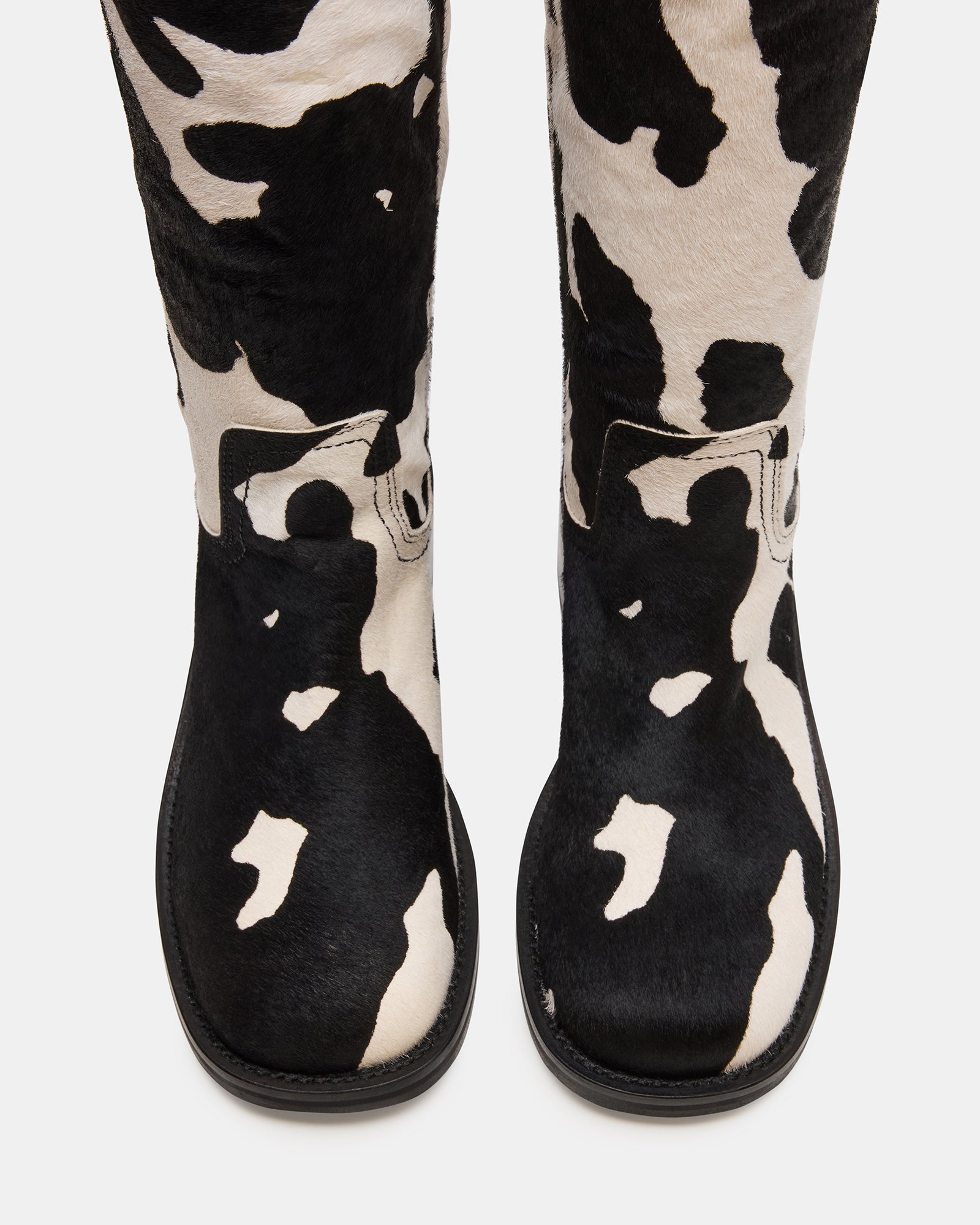 RIGGS BLACK COW PRINT WIDE CALF