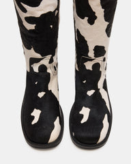 RIGGS BLACK COW PRINT WIDE CALF